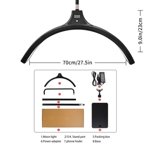 Lampada da Pavimento a Mezzaluna per Unghie, 28 Pollici, Alta Luminosità 62W, con Supporto per Telefono e Telecomando - Product Image 6