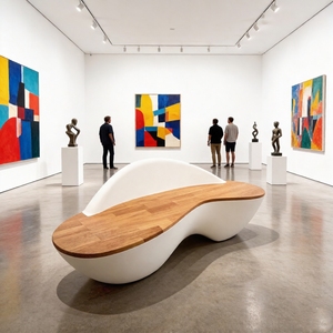 Silla de Ocio Moderna Y63B con Forma de Ola, Banco de Relajación de Madera para Centros Comerciales, Aeropuertos, Hoteles, Vestíbulos y Áreas Públicas Comerciales - Product Image 1