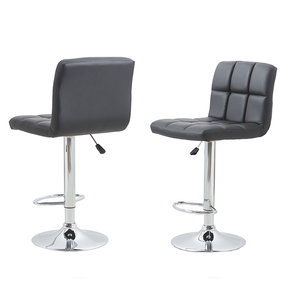Modern Faux PU Leather <b>Bar</b> <b>Stool</b> Grid Quilted Back Chrome Metal Base Adjustable <b>Swivel</b> Counter Chair for Home <b>Bar</b> Restaurant Hot - Product Image 2
