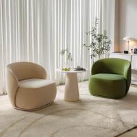 Fauteuil en tissu minimaliste moderne de luxe léger avec rembourrage en éponge pour salon, style crème, mobilier pour petit appartement