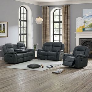 Modern Square Manual Recliner Sectional <b>Sofa</b> Set Fabric Drop-Down <b>Table</b> Filled Sponge Customizable Color Living Room Hotel - Product Image 1