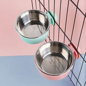 للبيع بالجملة مستلزمات حيوانات أليفة معلقة 2 في 1 من الفولاذ المقاوم للصدأ للكلاب والقط وعاء مائي معلق مع حامل مسامير - Product Image 5