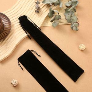 Large European Style Flower Velvet Folding Hand Fan Bag Drawstring 14.57x2.76 Black Fabric Sleeve <b>Protector</b> Gift Wrap Bags - Product Image 6