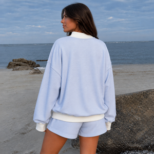 OEM Custom Summer Knitted Heavyweight Polyester/Cotton Women's Oversized Casual <b>Mock</b> <b>Neck</b> Sweatshirt - Product Image 4