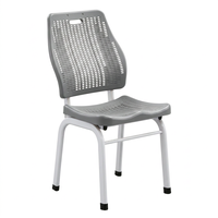 Chaise d'étudiant ergonomique, mobilier scolaire, siège en plastique, structure métallique, dossier perforé, utilisation en classe et pour la formation