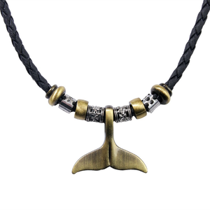 Vintage Spiral Vortex Kolye, Unisex El Dokuması Deri İp Kolye, Boho Çift Halka Metal Kolye Hediye - Product Image 6