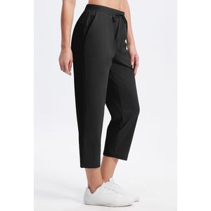 Pantalon de survêtement pour femme, taille haute, longueur 7/8, extensible, avec poches, décontracté, pour le travail, les voyages, tissu tricoté respirant - Product Image 2