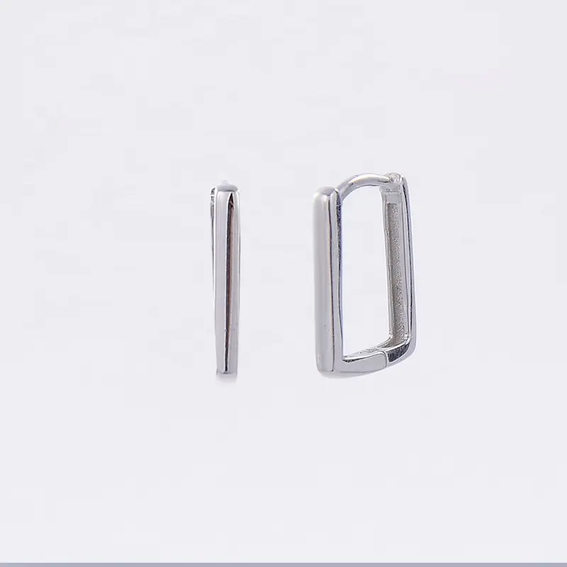 925 Sterling Silver Minimalist Hoop Earrings U Shape Huggie Earring Silver Plain Earrings