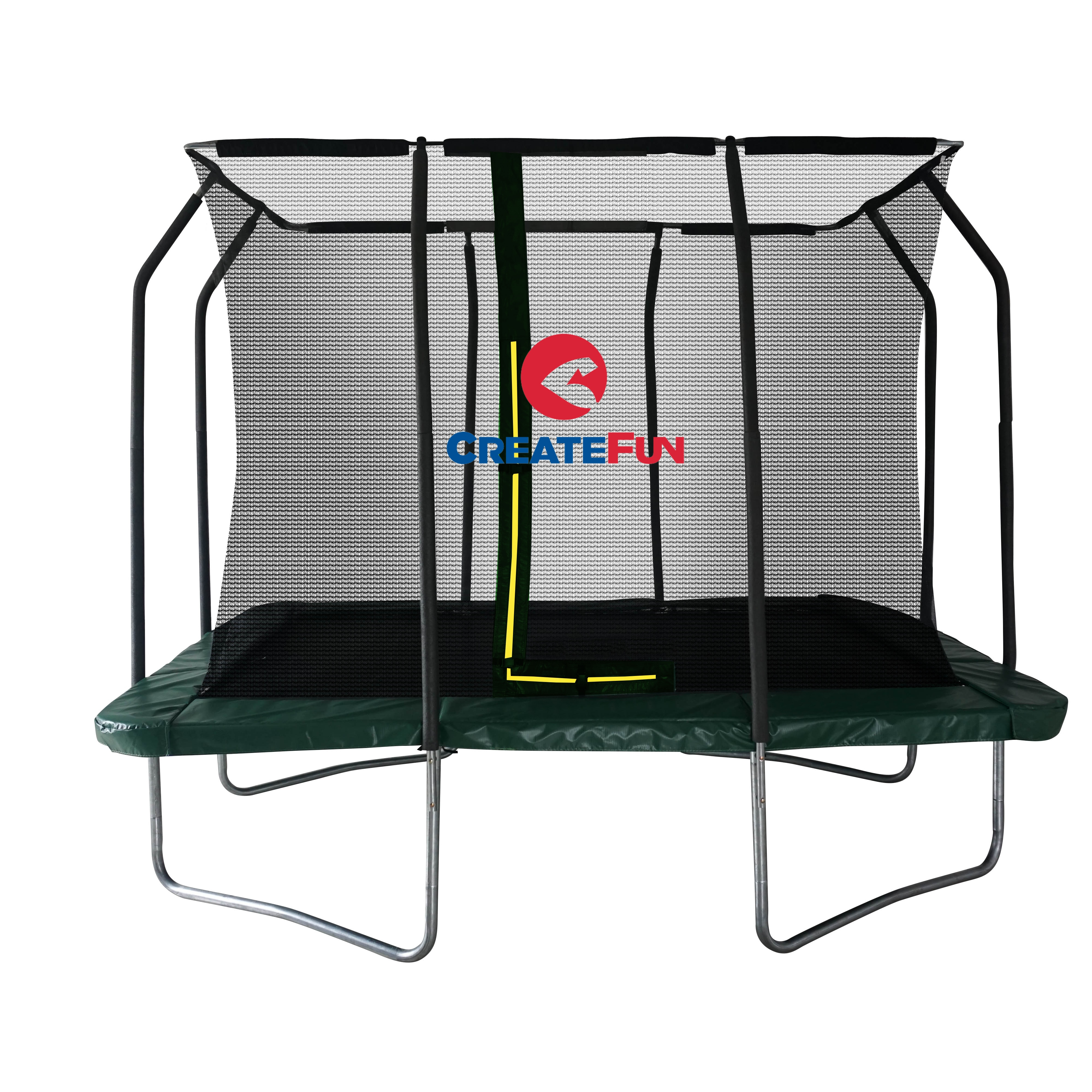 CreateFun Rectangle Trampoline Steel Polypropylene PVC Outdoor with Protective Net Family Fun Boys Girls 8FTX12FT