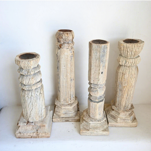 Candelabro de Madera Hecho a Mano, Estilo Vintage, Acabado Blanqueado, Decoración para el Hogar, Navidad, Bodas - Product Image 2