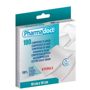 PHARMADOCT - SET DI 100 COMPRESSE DI GARZA STERILI 10X10CM - Product Image 1