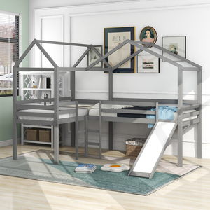 Meubles de chambre d'enfant en bois de pin, <span class=keywords><strong>lit</strong></span> de luxe <span class=keywords><strong>pour</strong></span> bébé, maison blanche en bois, lits de loft avec toboggan - Product Image 4