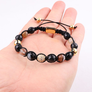 Chất Lượng Cao Thiết Kế Mới Mặt Đá Quý Mã Não Đen Smoky Quartz Stone Tùy Chỉnh Tình Bạn Macrame Bracelet Phụ Nữ Người Đàn Ông - Product Image 3