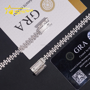 สร้อยข้อมือแบบ Cuban Link รูปหัวใจชุบโครเมียม ประดับเพชรโมอิสซาไนต์ VVS แท้ ผ่านการทดสอบเพชร  ทำจากเงินแท้ 925 สไตล์ฮิปฮอป  สามารถสั่งทำได้ - Product Image 5