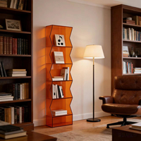 Étagère à livres moderne sur pied en acrylique à plusieurs niveaux, 5 étagères pour salon, bureau à domicile, rangement de figurines et jouets, couleur personnalisable