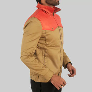 Chaqueta de algodón marrón lisa para hombre Austin – Prenda exterior informal clásica con cremallera, múltiples bolsillos, cuello alto - Product Image 2