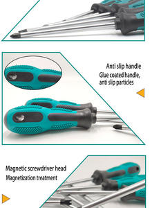 Professional <b>Screwdriver</b> <b>Set</b> 10pcs Flat Head Magnetic Tip Anti-Slip Handle Matte Finish Plastic Handle DIY Tools - Product Image 6