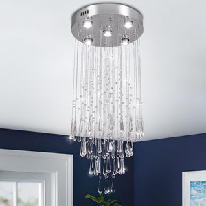 Lustre en cristal QiHang pour <span class=keywords><strong>plafond</strong></span> haut, luminaire <span class=keywords><strong>de</strong></span> <span class=keywords><strong>plafond</strong></span> en cristal à montage encastré pour couloir d'escalier, suspensions en cristal - Product Image 1