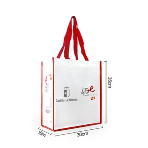 China Manufacturer's Wholesale Custom Logo PC Material Laminated Folding Non-Woven Bags For Packaging With Rope Handle