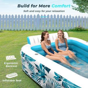 Grande <span class=keywords><strong>piscine</strong></span> gonflable en PVC d'usine avec support de gobelet de siège de dossier de 3 soupapes d'air <span class=keywords><strong>pour</strong></span> la pelouse extérieure d'arrière-cour - Product Image 3