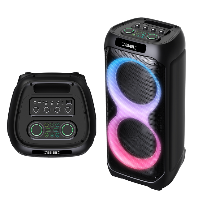 Party Box Dual 10 Inch 60W RGB Light Rechargeable Battery Powered Blue Tooth Portable DJ Party Speakers Bass Loud Sound Box