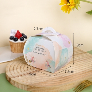 Bán buôn giấy dùng một lần <span class=keywords><strong>Mini</strong></span> Cupcake hộp với xử lý di động không thấm nước lấy đi món tráng miệng bao bì Matt cán kết thúc - Product Image 4