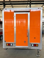 Remorque alimentaire carrée en acier inoxydable de couleur orange, fournie par l'usine, unité de restauration mobile commerciale, cuisine complète, restauration rapide, crème glacée