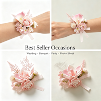 Rosa Calla-Lilie Hortensie Farn Satinband Handgemachte Boutonniere für Bräutigam Trauzeuge Hochzeit Abschlussball Dekoration