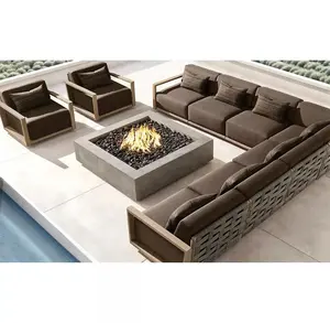 MANDELA New design modern patio set teak rattan wicker all weather outdoor furniture garden sofas with cushion
