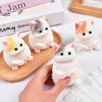 Jouet Squishy Chat de Simulation, Peluche Chat 3D, Adorable Figurine Animale à Presser, Jouet Anti-Stress et de Décompression Doux