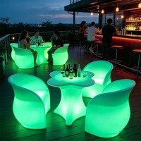 Mesas y Sillas de Plástico de Diseño Moderno para Exteriores, Impermeables, Luminosas, para Terrazas, Hoteles y Parques