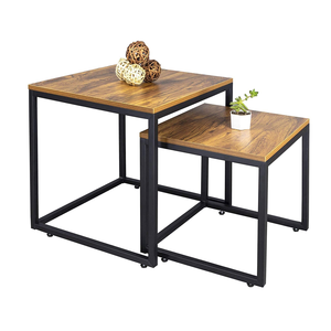Eco Friendly Metal Wooden Coffee <b>Table</b> <b>Nesting</b> Combination Square Side <b>Table</b> Square Two Piece Set Tea <b>Table</b> for Living Room - Product Image 1