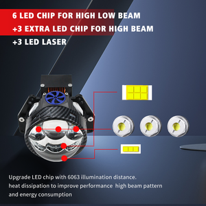 <span class=keywords><strong>Nuevo</strong></span> Faro Delantero P93 con Tres Lentes LED Láser, 80W de Alta Potencia, Lente de Proyector Bi-LED - Product Image 3