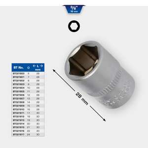 BRILLIANT TOOLS - BT021808 Douille hexagonale 3/8 ''-EAN 4042146775134 HAND SOCKETS 3/8" - Product Image 2