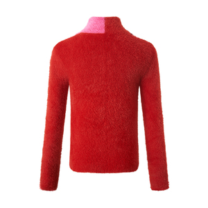 Suéter de punto ajustado para mujer, suéter de punto de manga larga con cuello alto de invierno, suéter de punto informal con media cremallera - Product Image 2