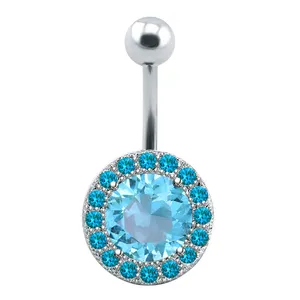 Diamant zinken mit Innengewinde Zirkon Nabel Piercing Bauchnabel Ring für Frauen