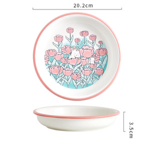 Popular Single Rabbit Cartoon Eco-Friendly Ceramic Tableware <b>Set</b> Cute Design Gift Box Includes Bowl Dinner Salad Soup Plate - Product Image 5