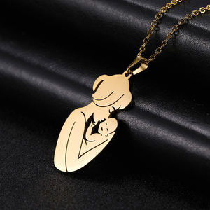 <span class=keywords><strong>Collier</strong></span> avec breloque en acier inoxydable pour femmes, bijoux personnalisés, pendentif porte-bonheur, cadeau de fête des mères - Product Image 1