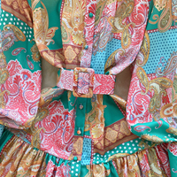 Robe imprimée personnalisée robe jupe courte princesse à manches longues lanterne à la taille pour femmes