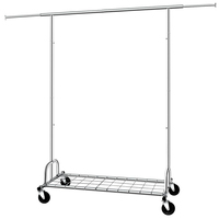Porte-vêtements double barre moderne à hauteur réglable, sur pied, avec roulettes, pour boutique