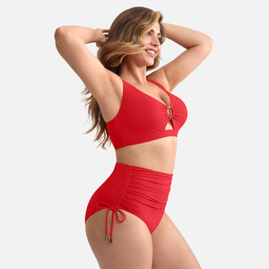 Maillot de bain deux pièces à col <span class=keywords><strong>en</strong></span> V avec cordon de serrage latéral et contrôle du ventre pour femmes, vente <span class=keywords><strong>en</strong></span> gros - Product Image 5