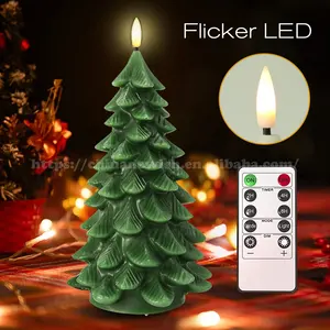 Kanlong Décorations de Noël d'intérieur bougies de cire LED en forme d'arbre avec télécommande pour décoration intérieure