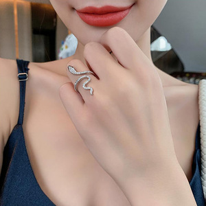 哥特式开口蛇形戒指可调节动物戒指爬行动物图案男女时尚朋克男孩女孩生日珠宝礼物结婚戒指 - Product Image 3