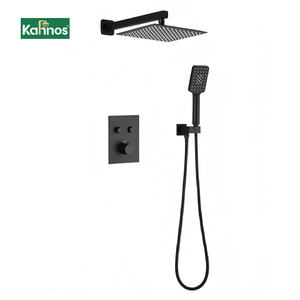 Conjunto de ducha termostática empotrada de latón pulido con grifo monomando y rociador de chorro preincrustado para hotel, tipo lluvia - Product Image 1