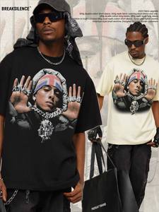 Cross-Biên Giới <span class=keywords><strong>2025</strong></span> Mùa Xuân Mùa Hè Trung Cee Mỹ Hip Hop T-Shirt Thoáng Khí In 240 Gram Thân Thiện Với Môi Lỏng Phù Hợp - Product Image 6