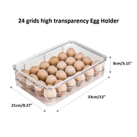 Plateau de stockage d'œufs en plastique transparent à 24 grilles de haute qualité, conteneur d'œufs pour réfrigérateur