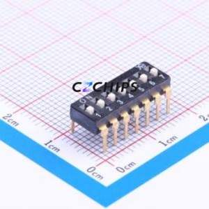 DSIC07LHGET DIP Switch Through hole Component (THT) Switch Flat Toggle, Raised Type Single Pole Single Throw 7 2.54mm - Product Image 1
