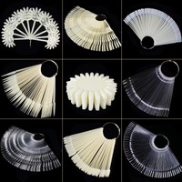 1 Ensemble de faux ongles transparents, noirs, naturels, pour présentation d'art ongulaire, style éventail ovale, présentoir de vernis à ongles, outils de pratique de manucure