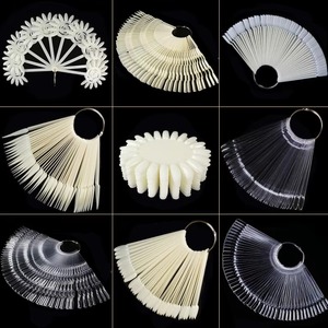 1 Ensemble de faux ongles transparents, noirs, naturels, pour présentation d'art ongulaire, style éventail ovale, présentoir de vernis à ongles, outils de pratique de manucure - Product Image 3