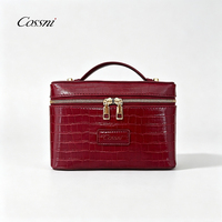Sac de maquillage pour femmes Cossni, sac à main en cuir PU à motif crocodile de grande capacité, sac de toilette portable haut de gamme imperméable pour les voyages